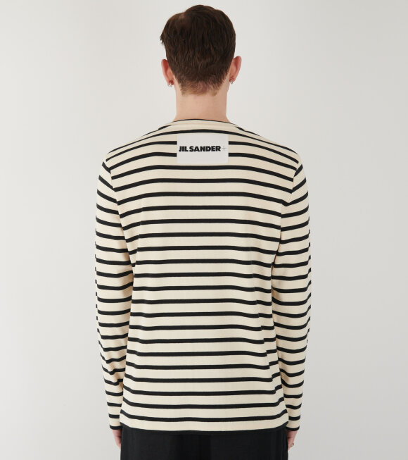 Jil Sander - Striped L/S Crew Neck T-shirt Off-white/Black