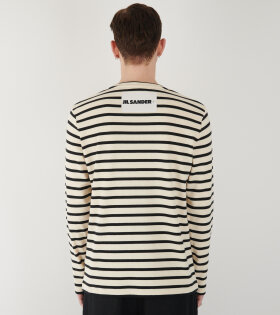 Striped L/S Crew Neck T-shirt Off-white/Black