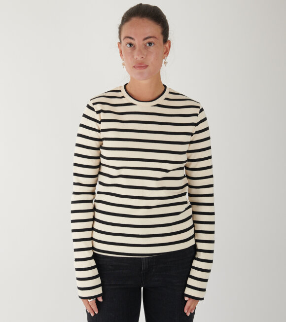 Jil Sander - W Striped L/S Crew Neck T-shirt Off-white/Black