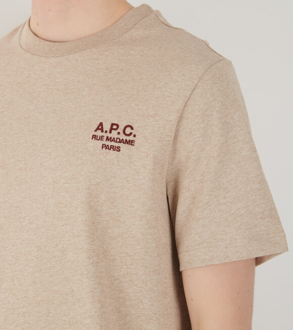 A.P.C - Rue Madame Logo T-shirt Beige/Burgundy