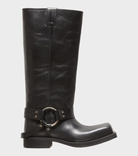 Leather Buckle Boots Black
