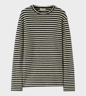 Striped Boiled Wool Knit Off-white/Black