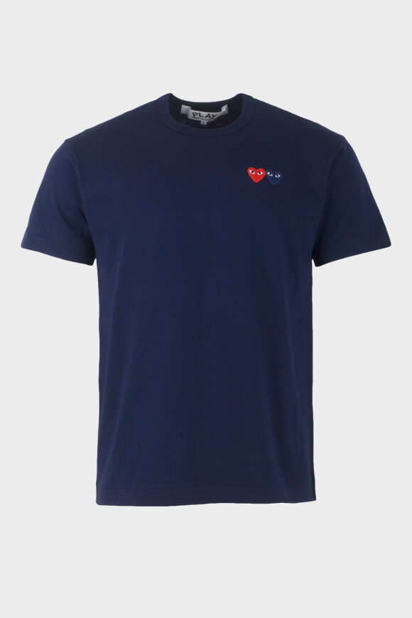 Comme des Garcons PLAY - M Double Heart T-shirt Navy