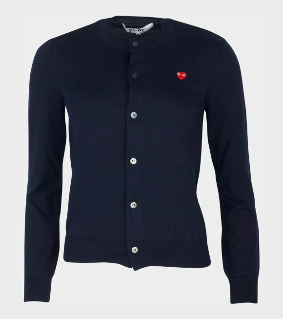 Comme des Garcons PLAY - W Small Red Heart Cardigan Navy