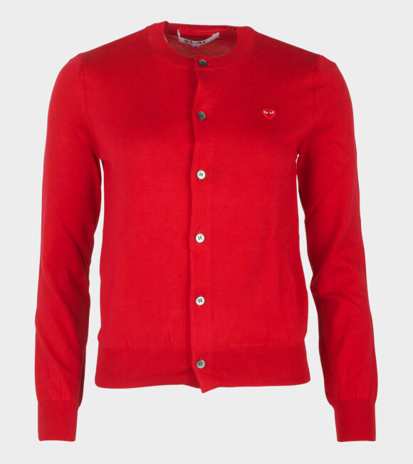Comme des Garcons PLAY - W Red Small Heart Cardigan Red
