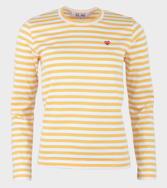 Comme des Garcons PLAY - Ladies Long Sleeve Tee Stripe Yellow/White