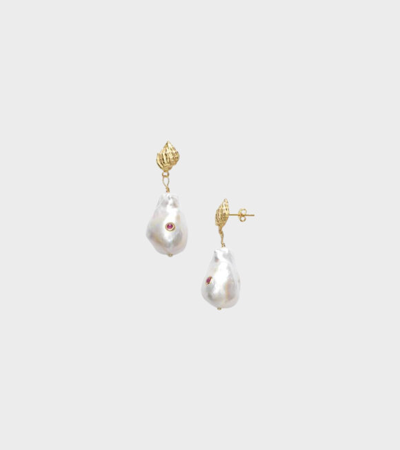 Anni Lu - Baroque Pearl Shell Earring Ruby