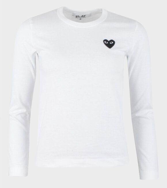 Comme des Garcons PLAY - W Black Heart LS T-shirt White