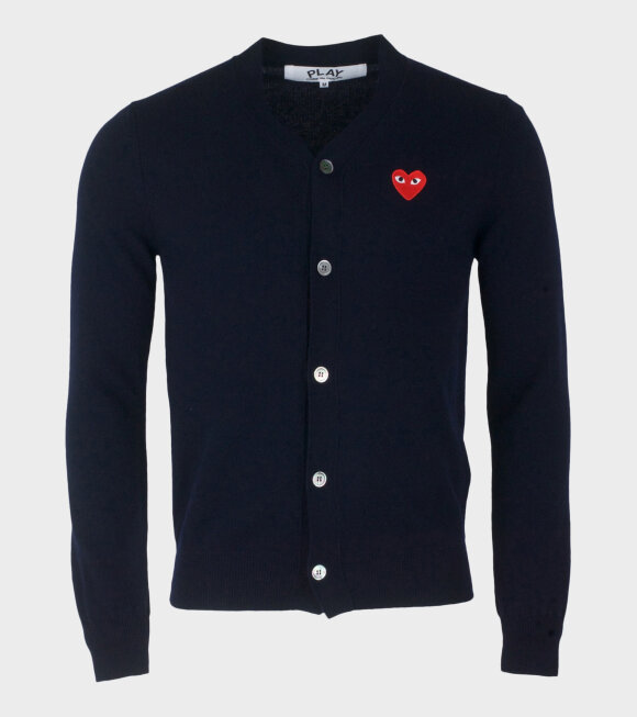 Comme des Garcons PLAY - M Red Heart Cardigan Navy