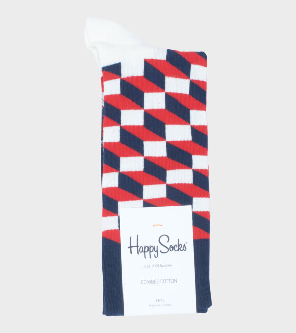 Happy Socks - Filled Optic Sock Navy/Red