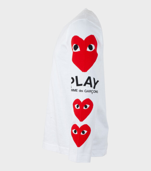 Comme des Garcons PLAY - M Play 3 LS T-shirt White