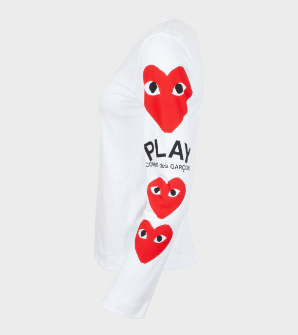 Comme des Garcons PLAY - W Play 3 LS T-shirt White