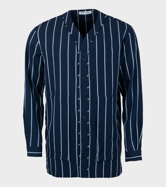 Henrik Vibskov - Coast Kaftan Shirt Navy/Light Blue Stripes