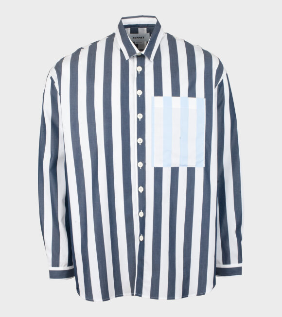 Sunnei - Woven Stripe Overshirt White/Blue