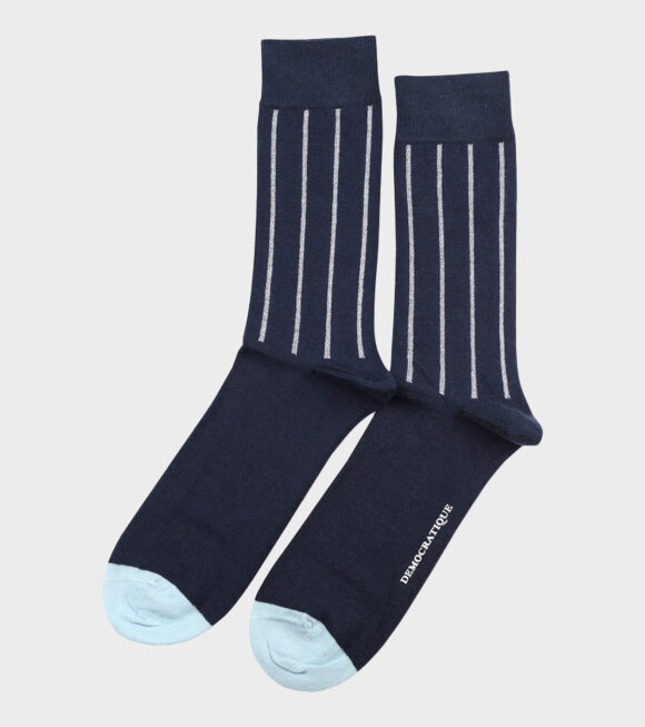 Democratique Socks - Originals Latitude Striped Navy/White/Blue