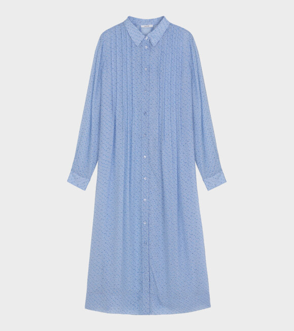 Ganni - Printed Georgette Dress Sky Blue