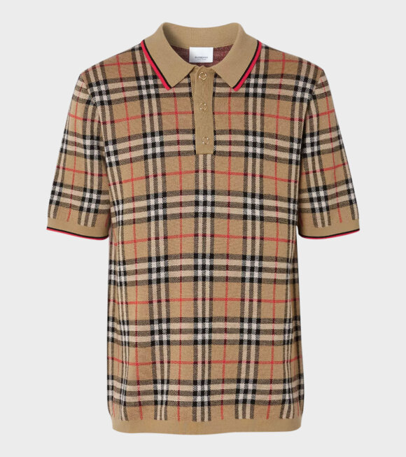 Burberry - Vintage Check Merino Wool Polo Shirt Brown