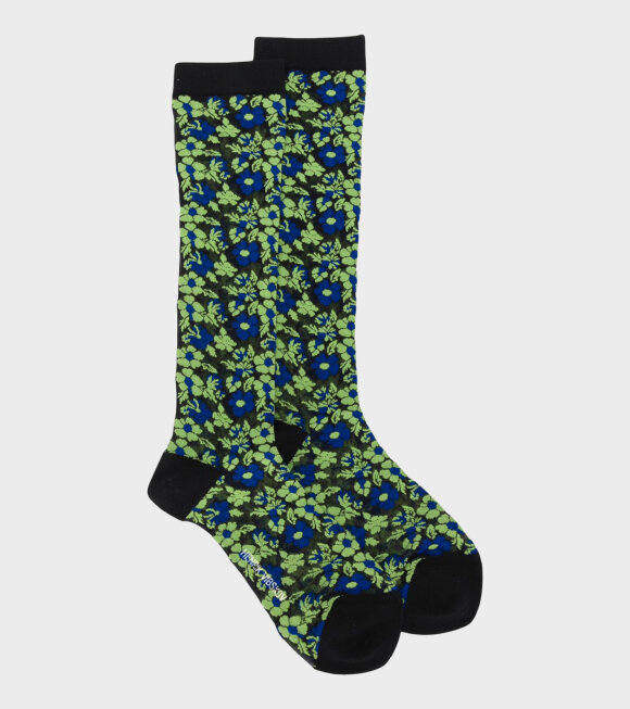 Henrik Vibskov - Flower Knee Socks Femme Green Flower Print