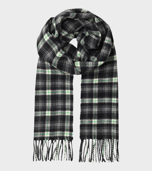 Mads Nørgaard  - Piza Andrew Check Scarf Black/Green