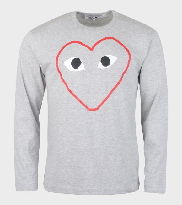 Comme des Garcons PLAY - M Sketch Big Heart LS T-shirt Grey