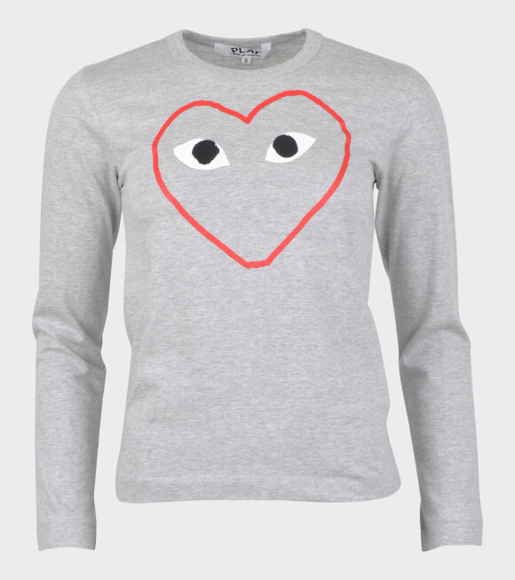 Comme des Garcons PLAY - W Sketch Big Heart LS T-shirt Grey