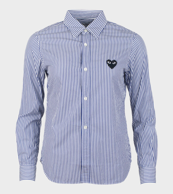 Comme des Garcons PLAY - W Black Heart Striped Shirt Navy