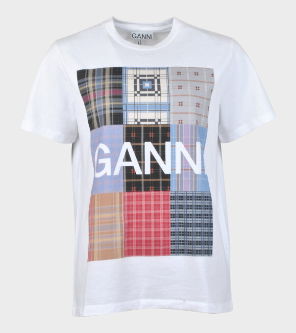Ganni - White T-shirt Forever Blue