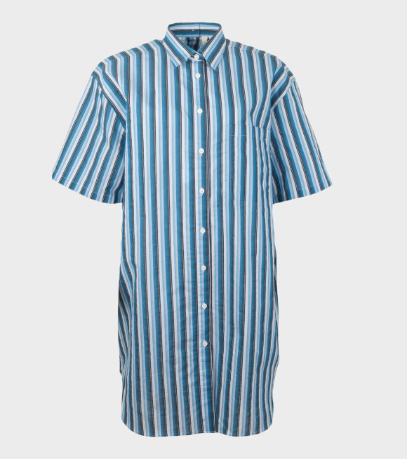 Acne Studios - Daile Fil a Fil Stripe Shirt Dress Blue