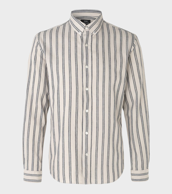 Mads Nørgaard  - Stripe Linen Sawsett Shirt Beige 