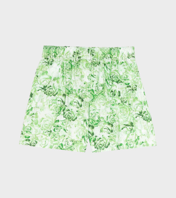Ganni - Printed Poplin Shorts Green