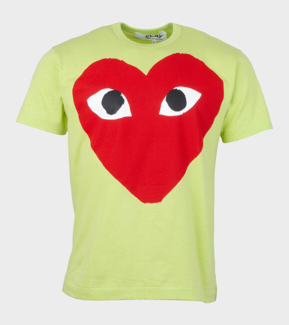 Comme des Garcons PLAY - M Red Big Heart T-shirt Lime Green