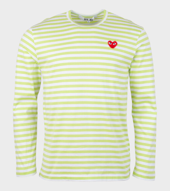 Comme des Garcons PLAY - M Striped LS T-shirt Lime Green