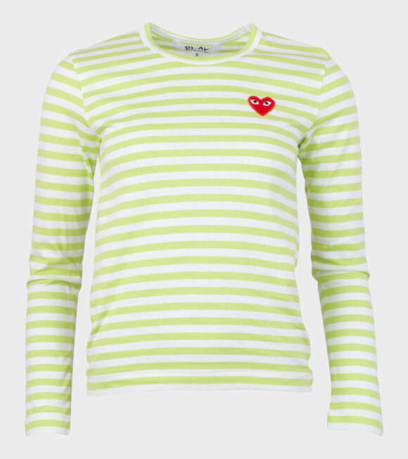 Comme des Garcons PLAY - W Striped LS T-shirt Lime Green