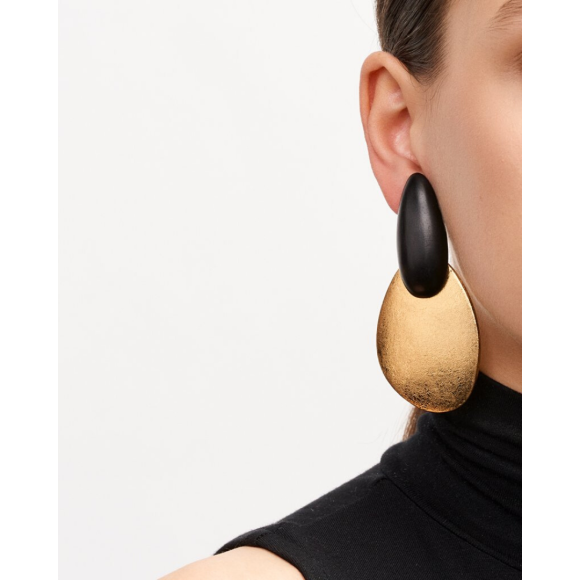 Monies - Ebony And Gold Foil Earring