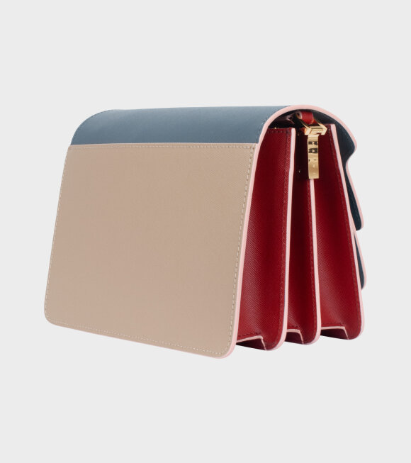 Marni - Medium Trunk Saffiano Bag Grey/Beige/Red