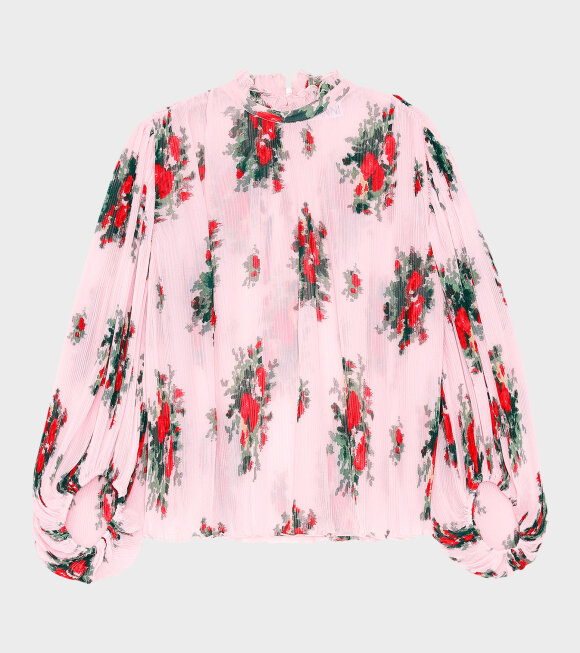Ganni - Pleated Georgette Blouse Cherry Blossom