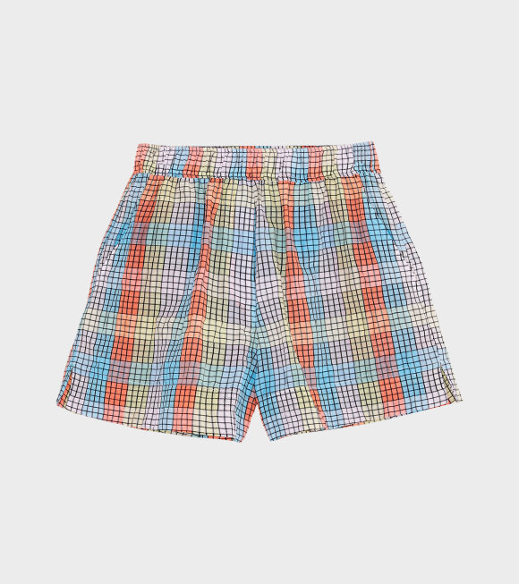 Ganni - Seersucker Check Shorts Multicolour