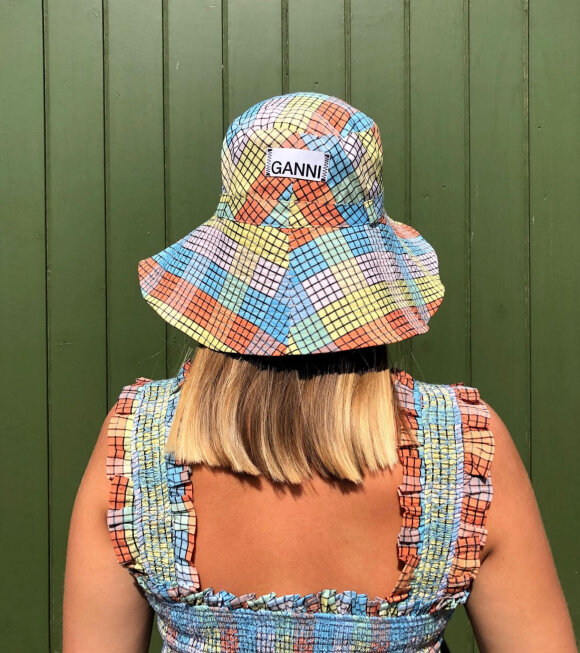 Ganni - Seersucker Check Hat Multicolour