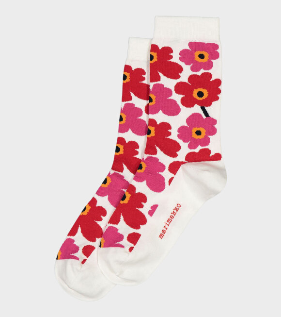 Marimekko - Hieta Ankle Socks White/Red