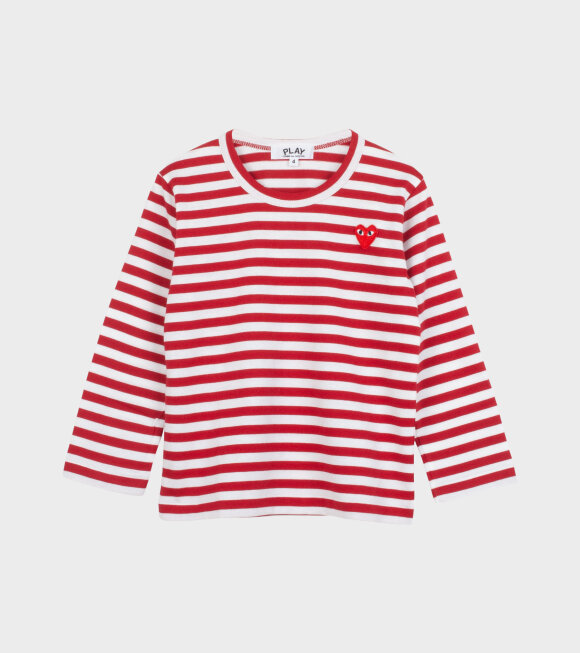 Comme des Garcons PLAY - K Striped LS T-shirt Red