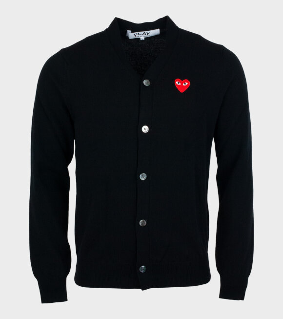 Comme des Garcons PLAY - M Red Heart Cardigan Black