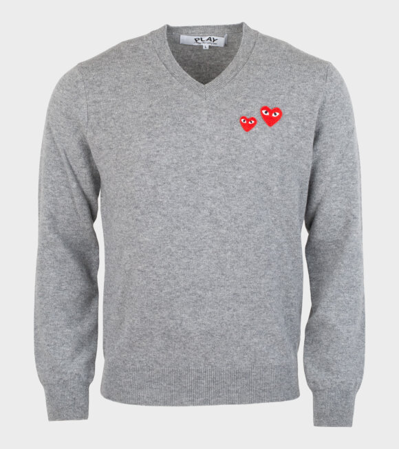 Comme des Garcons PLAY - M Double Heart Knit Grey
