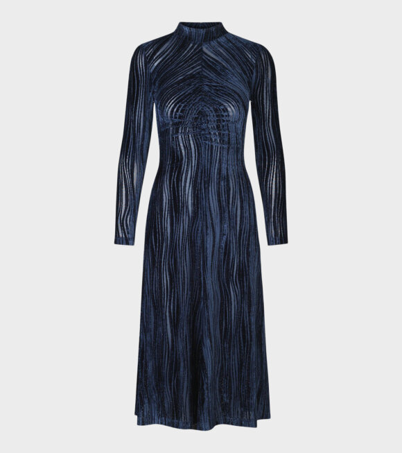 Stine Goya - Asher Velvet Wave Dress Blue