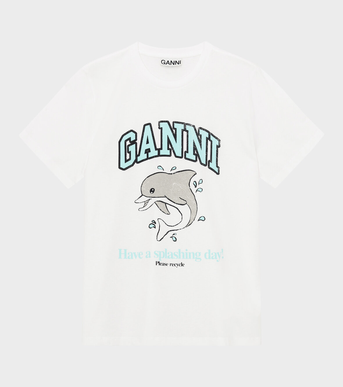 Ganni Basic Cotton T-shirt Splashing White - dr. Adams