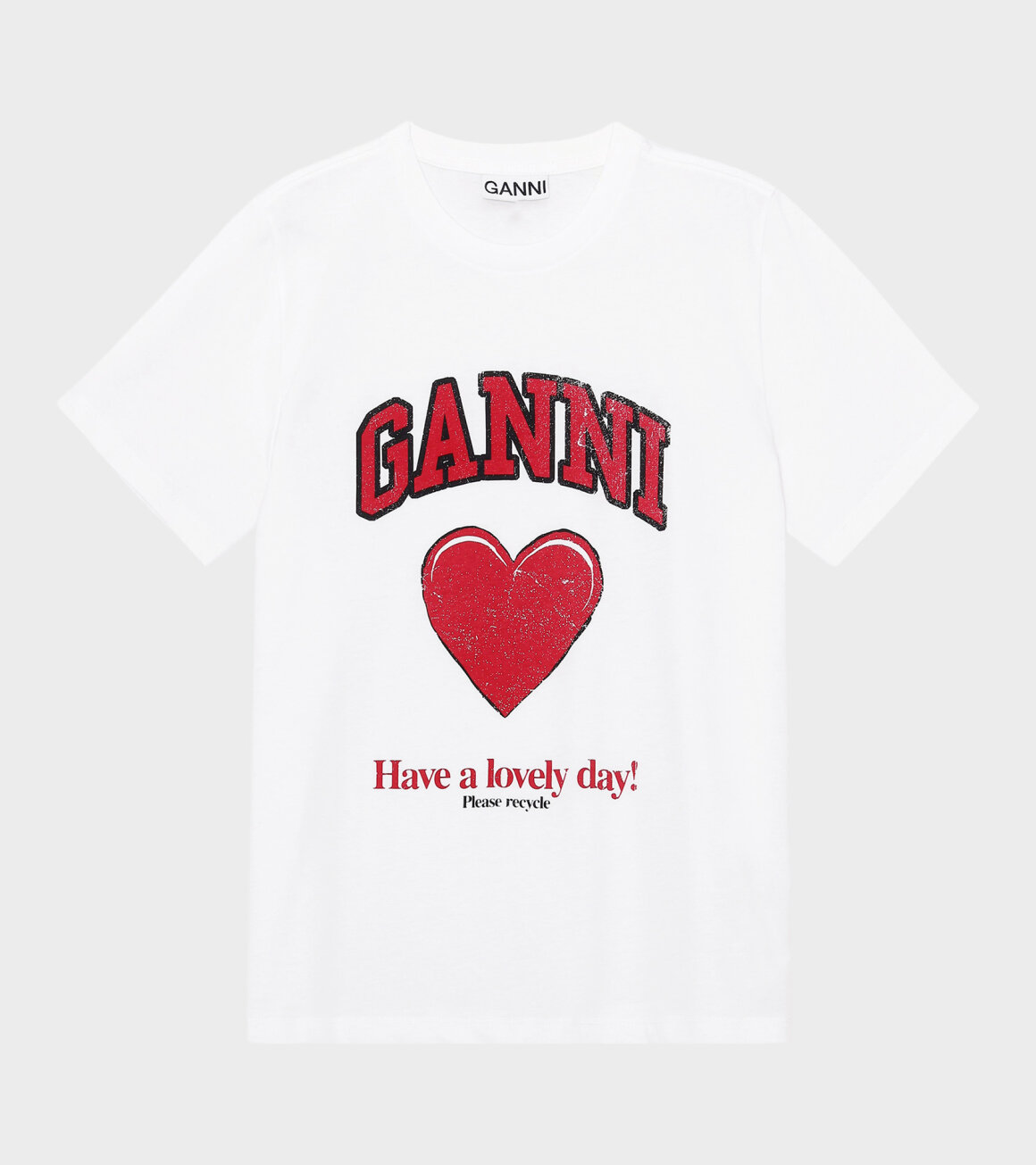 Ganni Basic Cotton T-shirt Lovely White - dr. Adams