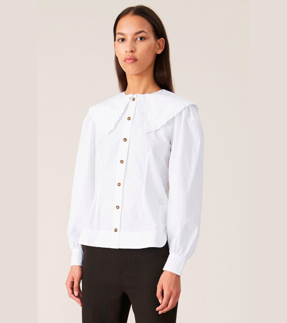 Ganni - Cotton Poplin Shirt White