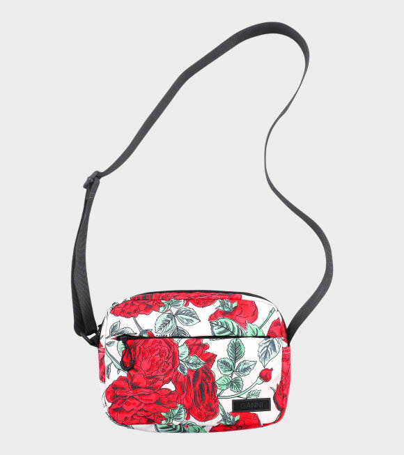 Ganni - Recycled Tech Fabric Bag Red Flowers