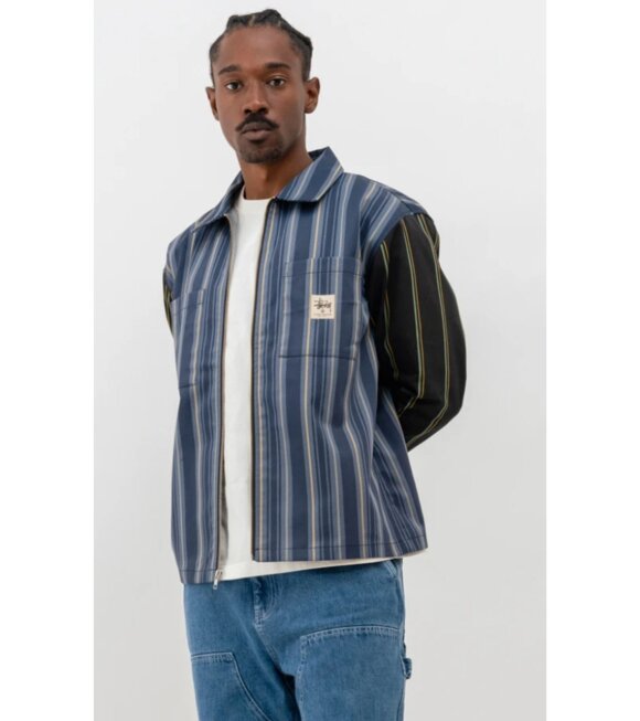 Stüssy - Mix Stripe Zip Up Work Jacket Multi/Blue