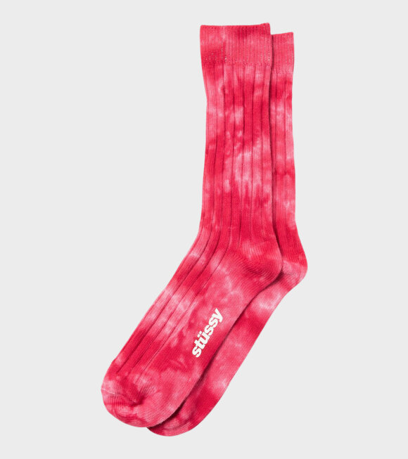 Stüssy - Dyed Ribbed Crew Socks Red/Pink 
