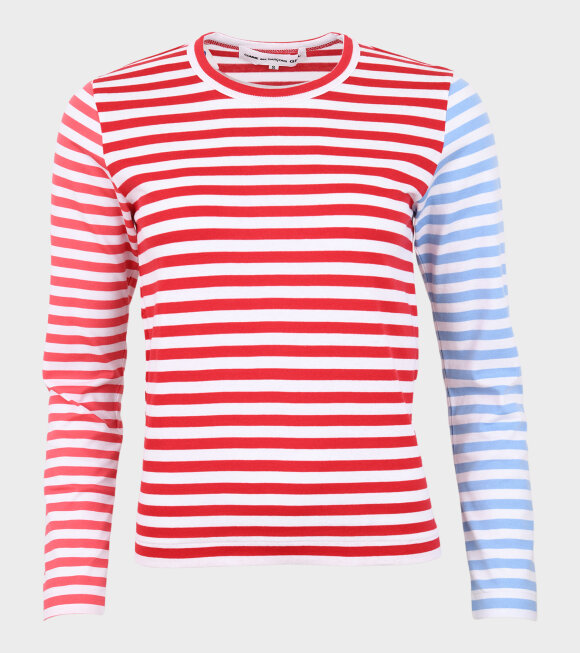 Comme des Garcons Girl - Ladies Striped Blouse Red/Blue/Pink